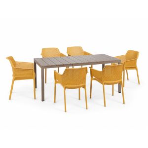 Nardi Net 7 Piece Outdoor Dining Setting with Rio 140cm Extendable Dining Table