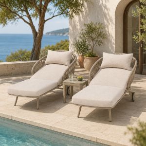 NOON 3-Piece Sunlounger and Tolo Side Table Set - Mocha