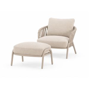 NOON Single Sofa and Footrest Outdoor Lounge Set - Mocha