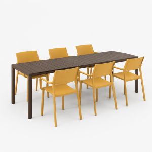 Nardi Tevere 147 Table with Trill Armchair - 7 Piece Resin Outdoor Dining Setting