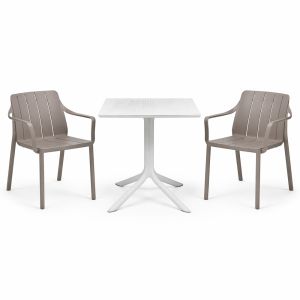 Nardi Clip 70 Table with Tiberina Arm Chair - 3 Piece Outdoor Dining Set