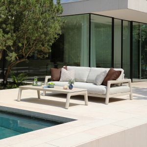 Pebl Tolo 3-Seat Aluminium Outdoor Sofa with Coffee Table