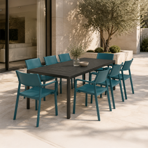Nardi Tevere 147 Table with Trill Armchair - 9 Piece Resin Outdoor Dining Setting