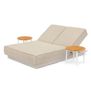 Tropea Double Outdoor Aluminium Upholstered Sun Lounger 3pc Lounge Setting