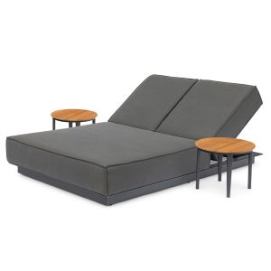Tropea Double Outdoor Aluminium Upholstered Sun Lounger 3pc Lounge Setting