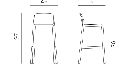 Nardi Faro bar stool dimensions: height 97cm, width 49cm, depth 51cm, seat 76cm