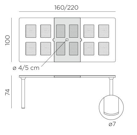 Nardi Libeccio Extendable Dining Table dimensions