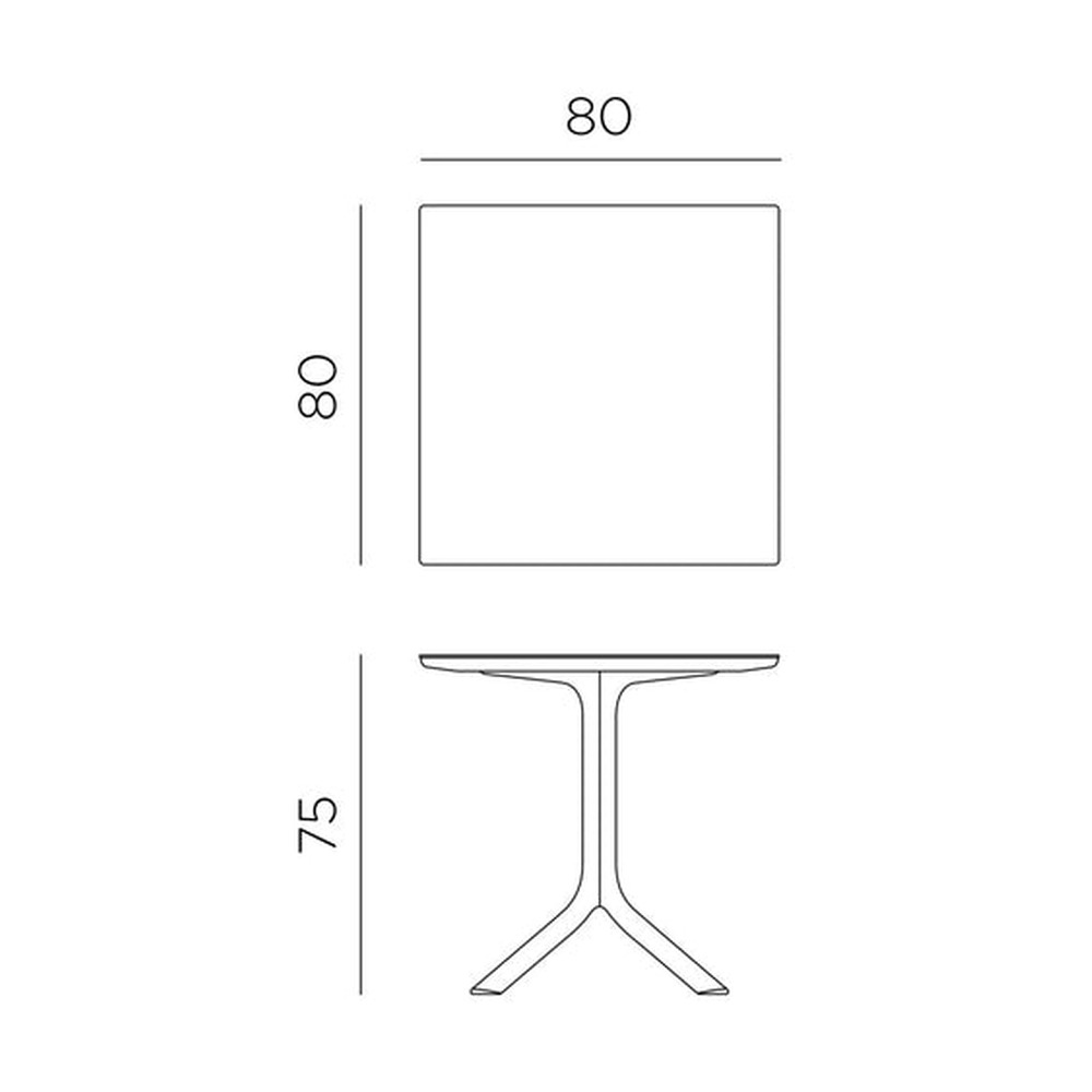 Nardi Clip Mat 80cm Square Outdoor Dining Table dimensions