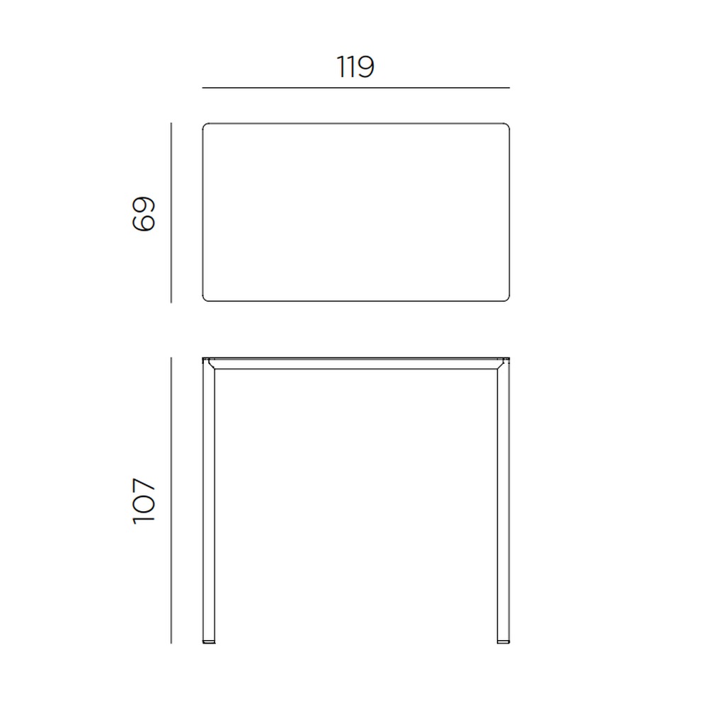 Nardi Piave 120x70cm High Outdoor Bar Table dimensions