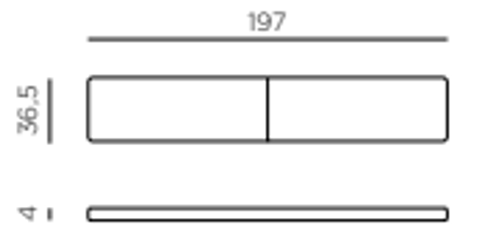 Rio Bench cushion drawing: width 197 cm, depth 36.5 cm, thickness 4 cm