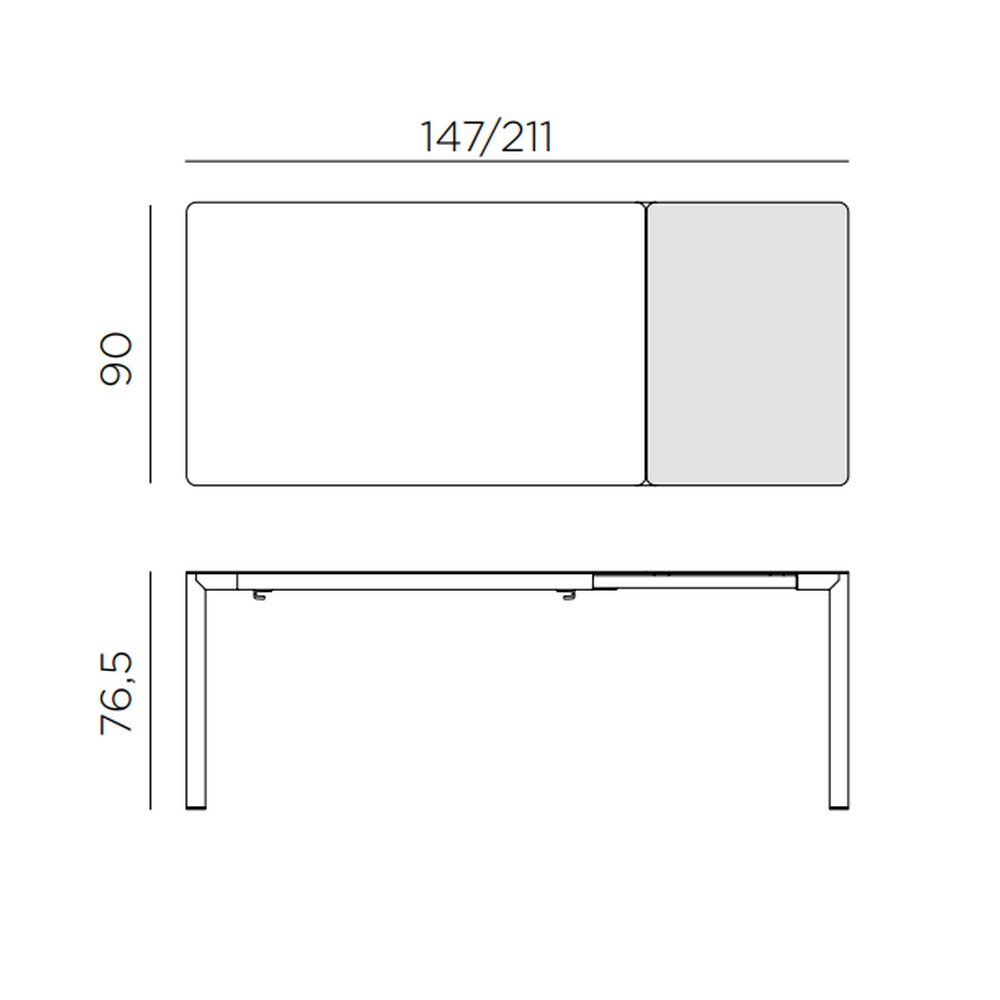 Nardi Tevere Lam 147-211cm Extendable Outdoor Dining Table dimensions