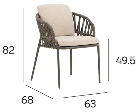 NOON Outdoor Armchair - Mocha dimensions