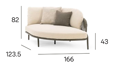 NOON sectional curved chaise dimensions