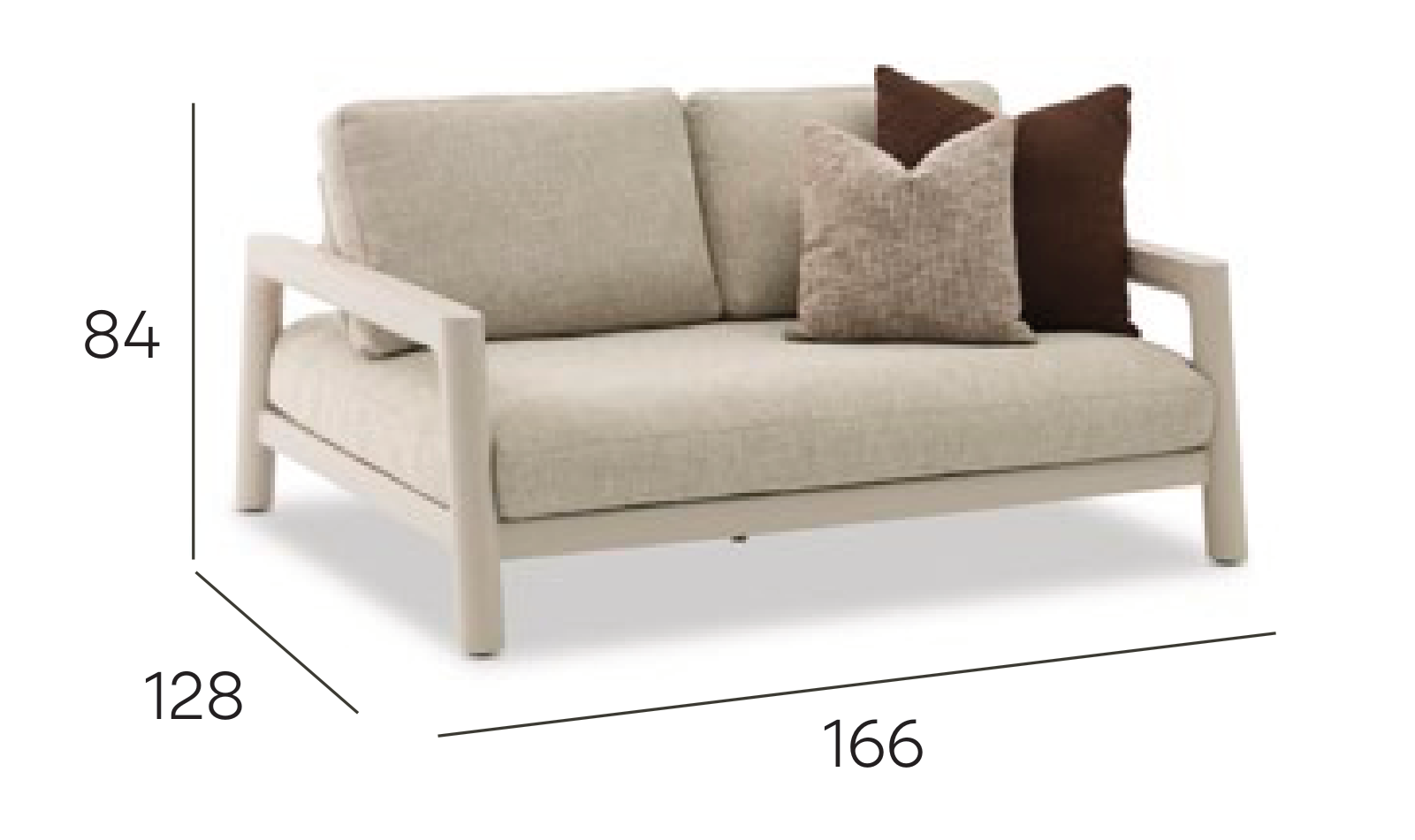 Pebl Tolo 2-Seater Outdoor Sofa - Mocha dimensions