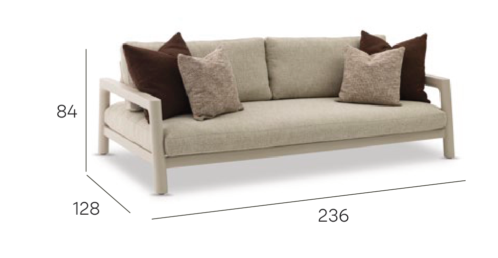 Pebl Tolo 3 Seat Outdoor Sofa - Mocha dimensions