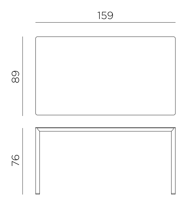Nardi Piave 160x90 dimensions 159x89cm, height 76cm