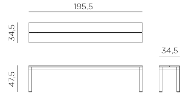 Nardi Rio aluminium bench dimensions