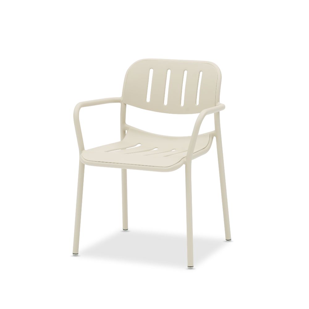 Pebl Sunset aluminium outdoor armchair in Mocha with a perforated moulded shell