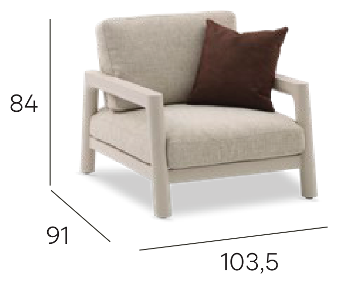 Pebl Tolo 1 Seat Sofa - Mocha dimensions