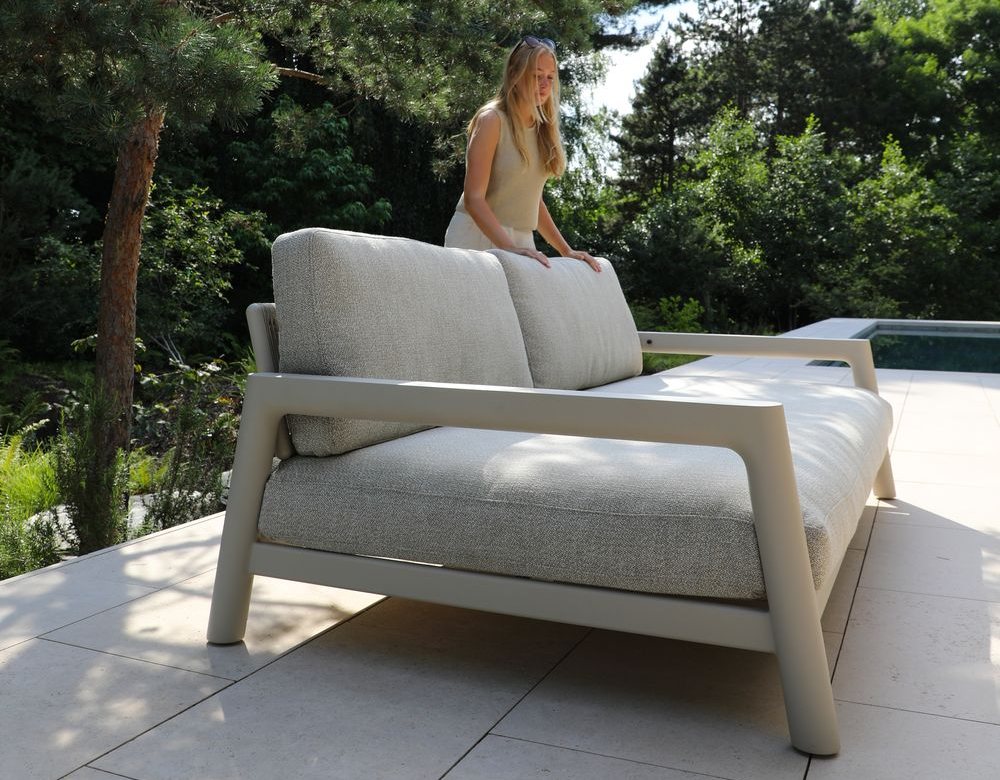 Pebl Tolo flex sofa in the upright seating position