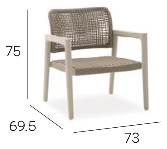 Pebl Tolo Outdoor Lounge Chair - Mocha dimensions