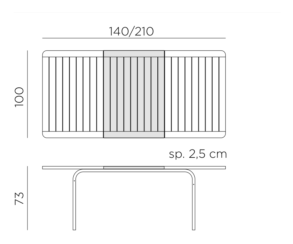 Nardi Alloro 140 extendable table dimensions: width 100cm, height 73cm