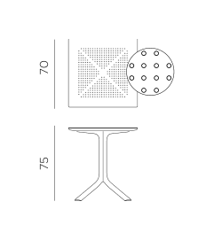 Nardi Clip 70 square table dimensions: 70 x 70cm, height 75cm