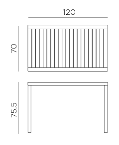Nardi Cube 120x70 Table dimensions
