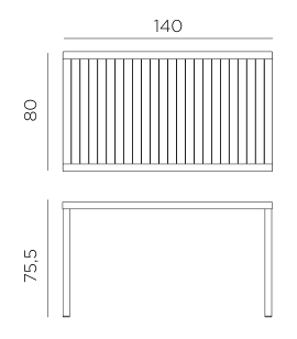 Nardi Cube 140x80 Dining Table dimensions