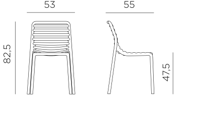 Nardi Doga Bistrot chair dimensions: height 82.5cm, width 53cm, depth 55cm, seat height 47.5cm