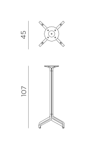 Nardi Frasca High Fix bar table base dimensions: 45x45cm base, height 107cm