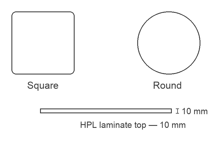 Nardi Compact HPL laminate top - 10mm, round or square