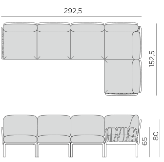 Nardi Komodo Komodo 5 sofa dimensions