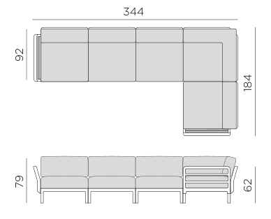 Nardi Maximo 5-Piece Lounge Set dimensions