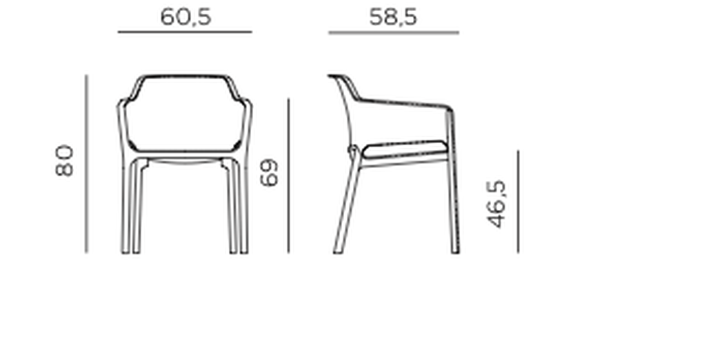 Nardi Net Armchair dimensions