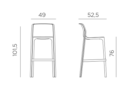Nardi Net Bar Stool Seat Height 76cm dimensions