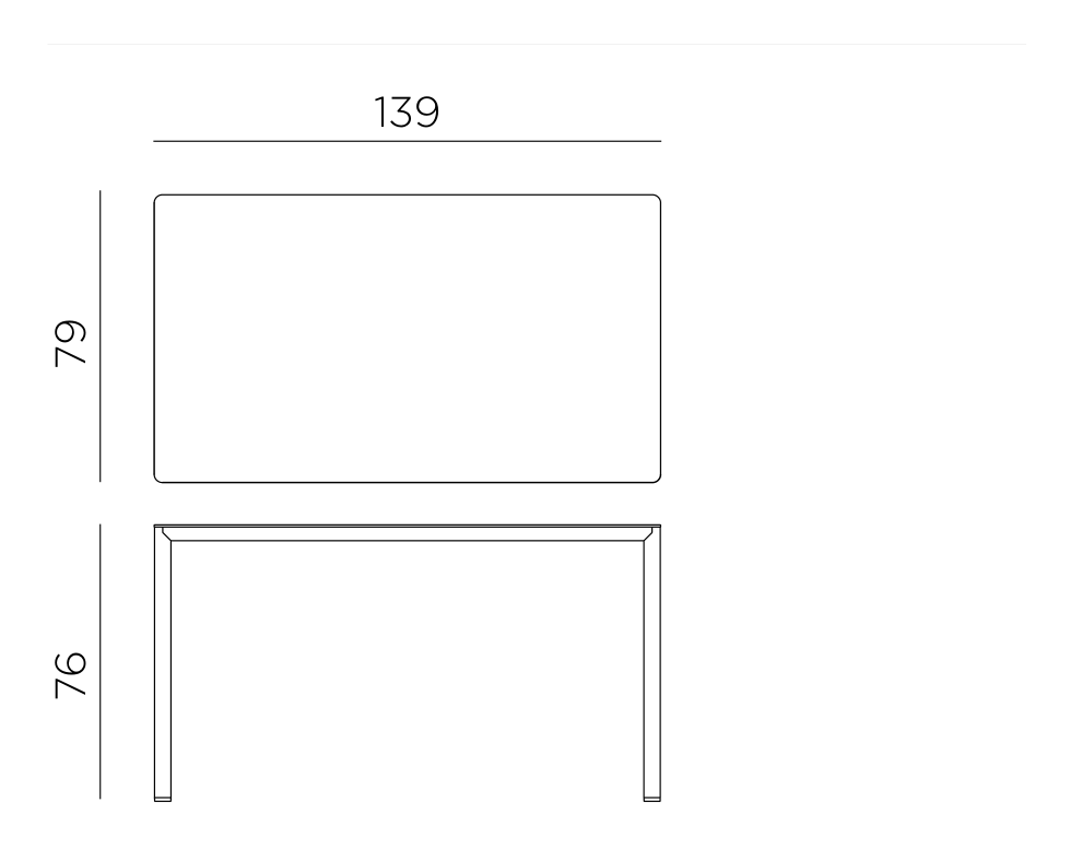 Nardi Piave 140x80 dimensions 139x79cm, height 76cm