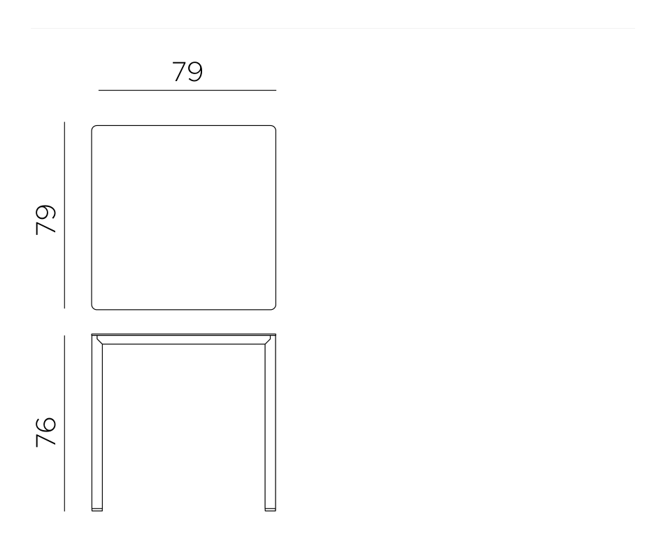 Nardi Piave 80 dimensions 79x79cm, height 76cm