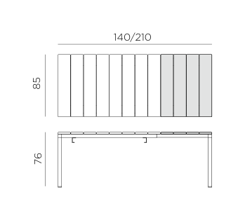 Nardi Rio 140-210cm Extendable Dining Table dimensions