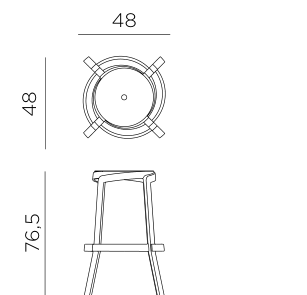 Nardi Stack Maxi bar stool dimensions: seat diameter 48cm, height 76.5cm