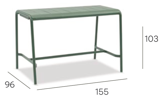 Sunset 155cm Bar Table (x1) dimensions