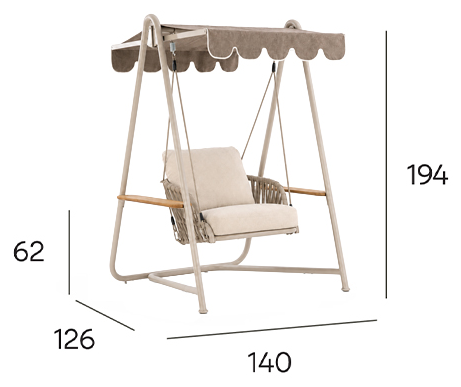 NOON Single Outdoor Swing - Mocha dimensions