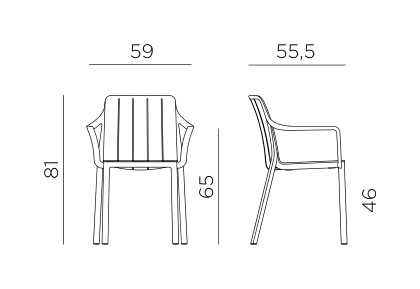 Nardi Tiberina Armchair dimensions